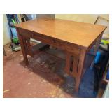Oak Writing Desk with Single Drawer and Lower Shelf