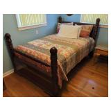 Dark Wood Spindle Post Bed Frame