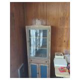 Corner Display Cabinet with Glass Door and Lower Storage