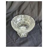 Clear Pressed Glass Pedestal Compote with Hexagonal Base