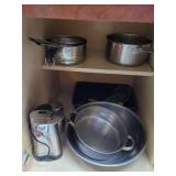 Kitchenware Collection Including Hamilton Beach Electric Can Opener and Stainless Steel Cookware