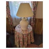 Table Lamp with Ribbed Ceramic Base and Fabric Shade