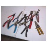 Hand Tool Collection Including Pliers, Cutters, and Snips