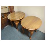 Set of Three Wooden Tables with Glass Inserts