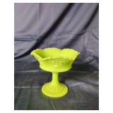 Fenton Lime Green Glass Pedestal Compote