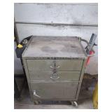 Rolling Metal Shop Cart with Two Drawers and Lower Cabinet