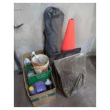 Automotive Fluids, Traffic Cone, and Storage Bag Lot