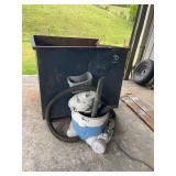 Metal Storage Bin with Assorted Scrap Metal and Wet/Dry Vacuum