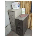Two Metal Filing Cabinets with Assorted Industrial Supplies and Hardware