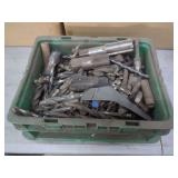 Metal Drill Bits and Threading Taps in Green Plastic Bin