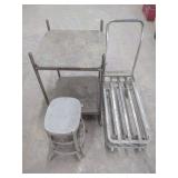 Industrial Rolling Cart, Utility Stand, and Step Stool Set