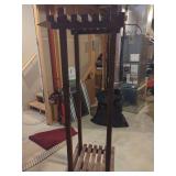 Stained Wood Plant Stand with Hanging Hook