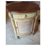Round Side Table with Single Drawer and Cabinet