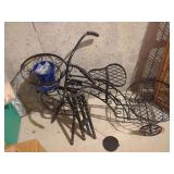 Wrought Iron Bicycle Plant Stand with Wind Chime
