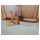 Two Longaberger Woven Wood Baskets