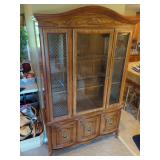 French Provincial Style China Cabinet with Glass Shelving and Interior Lighting