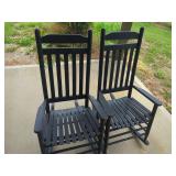Pair of Black Painted Wooden Rocking Chairs