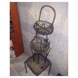 Two-Tier Metal Wire Basket Stand with Mesh Base