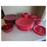 Red Ceramic Dinnerware Set