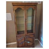 Oak Display Cabinet with Wire Mesh Doors