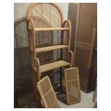 Wicker Three-Tier Shelving Unit with Detachable Panels