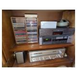 Audio Component Collection with Pioneer Receiver, JVC CD Player, and Akai Cassette Deck
