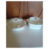 Corning Ware Floral Casserole Dishes with Glass Lids, Set of Two