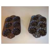 Pair of Cast Iron Scalloped Baking Molds