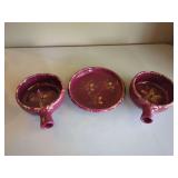 Bybee Ceramic Handled Bowls and Plate Set with Floral Motif