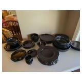 Black Glazed Ceramic Dinnerware Service Set