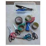 Assorted Household Utility Tools and Tape Collection