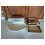 Kitchenware Assortment Including Pampered Chef Stoneware and Enamelware