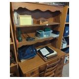 Wooden Secretary Desk with Hutch and Chair