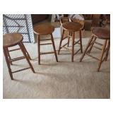 Set of Four Pacific Frame Wood Bar Stools