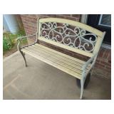 Metal Garden Bench with Scrollwork Backrest