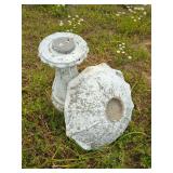 Two-Piece Concrete Garden Bird Bath