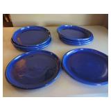 Bybee Set of Eight Cobalt Blue Glazed Ceramic Plates