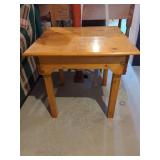 Square Pine Side Table with Scalloped Apron