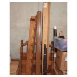 Twin Size Wooden Bed Frame and Wall-Mounted Peg Shelf