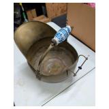VINTAGE COPPER HELMET COAL SCUTTLE WITH LION HEAD DESIGN
