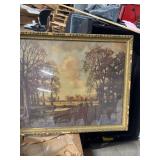 A FRAMED LANDSCAPING PAINTING- REMINISCENT OF THE WORK OF DUTCH- AUTUMN SCENES- MEAS. 26.5 x 32-