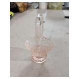 PINK GLASS BASKET 6 INCHES TALL