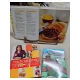 COOKBOOKS AND METAL BOOK STAND