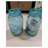2 BLUE BALL MASON JARS #4 AND #8
