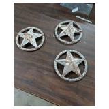 3 METAL HANGING STARS 7 INCH