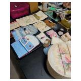 SEWING SUPPLIES IN SEWING BOX - SEVERAL ITEMS INCLUDED