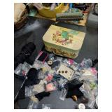 SEWING BOX WITH BUTTONS AND ETC
