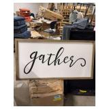 THIS IS A P. GRAHAM DUNN WOOD FRAMED BOX SIGN FEATURING WHITE PINE SLATS AND BLACK CURSIVE LETTERING. MEAS.- 23x 45-