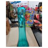 VINTAGE L.E SMITH TURQUOISE SIMPLICITY SWUNG GLASS VASE 16 1/2 INCHES TALL