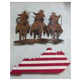 METAL COWBOY WALL HANGING AND STATE OF KENTUCKY WALL HANGING